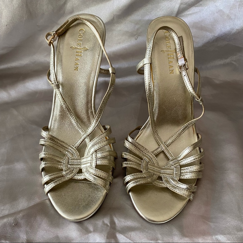 Cole Haan Metallic Gold Strappy Heels